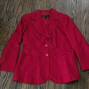 ESCADA 100% Cashmere Red Single-Breasted Jacket Notch Lapel and cuffs